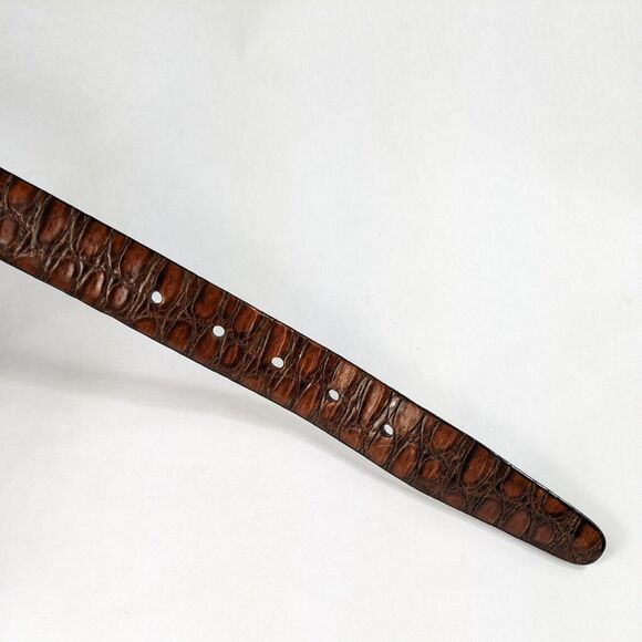 Bill Adler Dress Belt 32 Brown Croc Embossed Calfskin Italian Vintage Silver - Picture 8 of 9